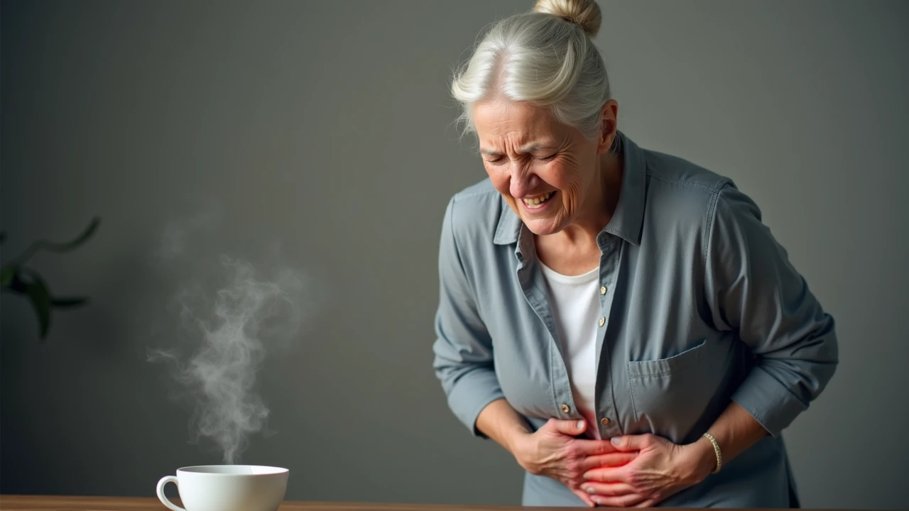 lady in kitchen having severe back pain