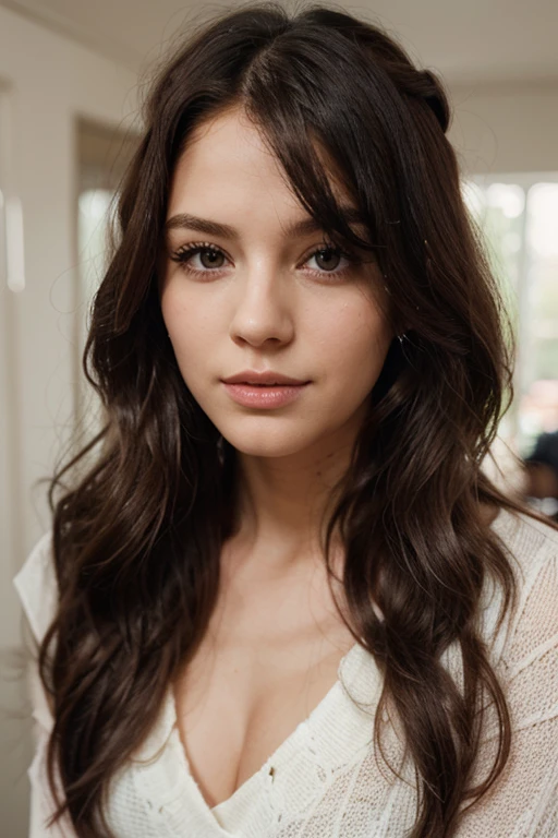 face of a girl with brown hair 