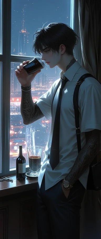 Homem extremamente forte, cicatreznorosto, em um pub com um cigarro e uma caneca de cerveja,  fumando, noite, fundo decadente, filme, realismo