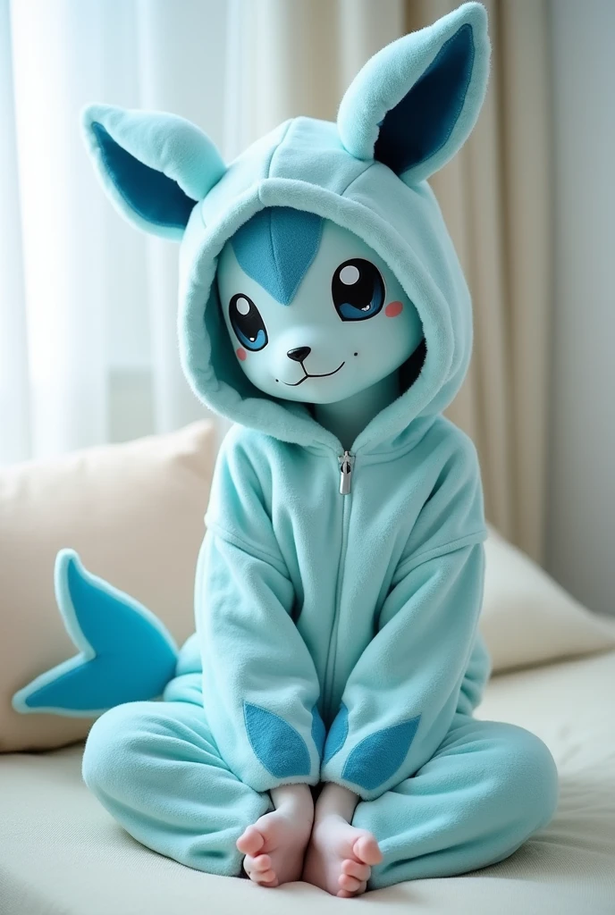 anime　mermaid　hoodie　Lying down with purple hair　Blue Tail
