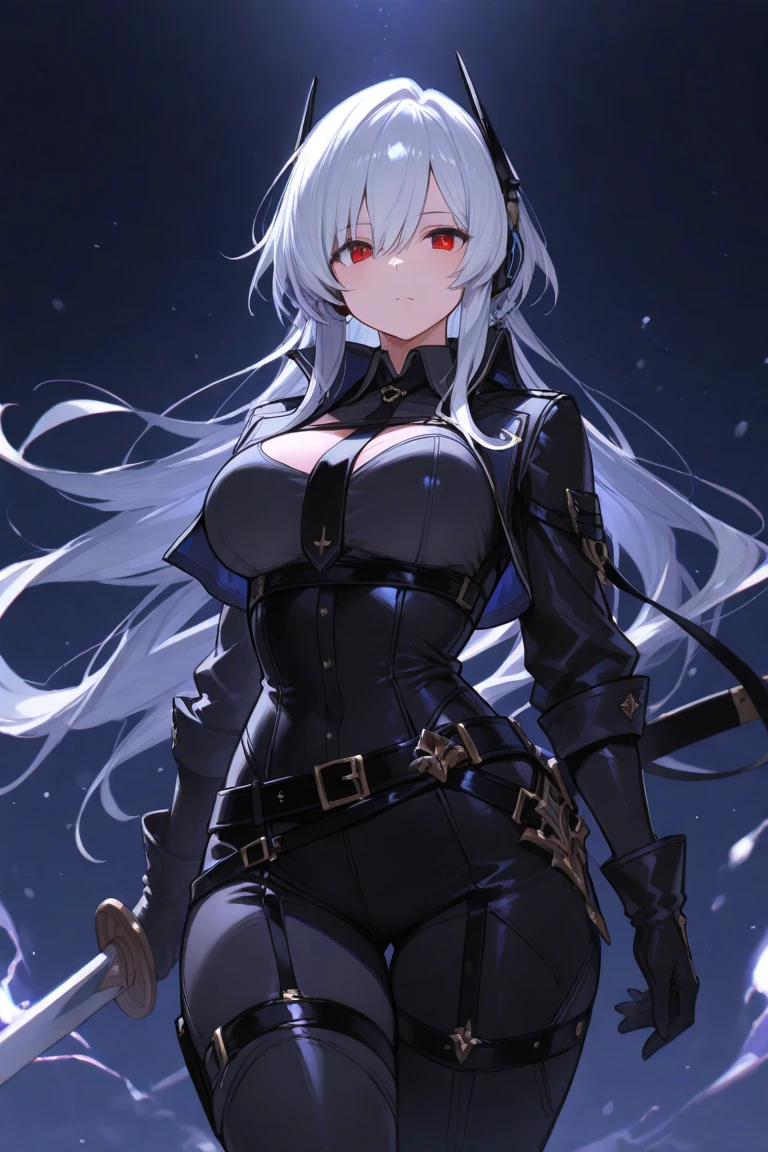Adult woman, long gray hair, Cat's ears, golden eyes, leather jacket, ssmile, Masterpiece, hiquality