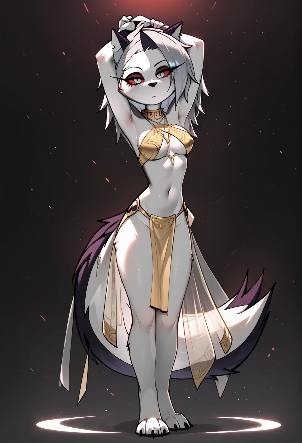 ((masterpiece, best quality)), (Pokémon), (espeon) (furry), 4k, Detailed, Intricate Details, solo, one character, eye patch, woman with an eye patch, best quality, (female), fluffy fur, (tail), (2 ears), exposed navel, detailed breast, long flowing hair, fluffy fur around the neck, good anatomy, wide hips, wearing black poncho, looking at the viewer