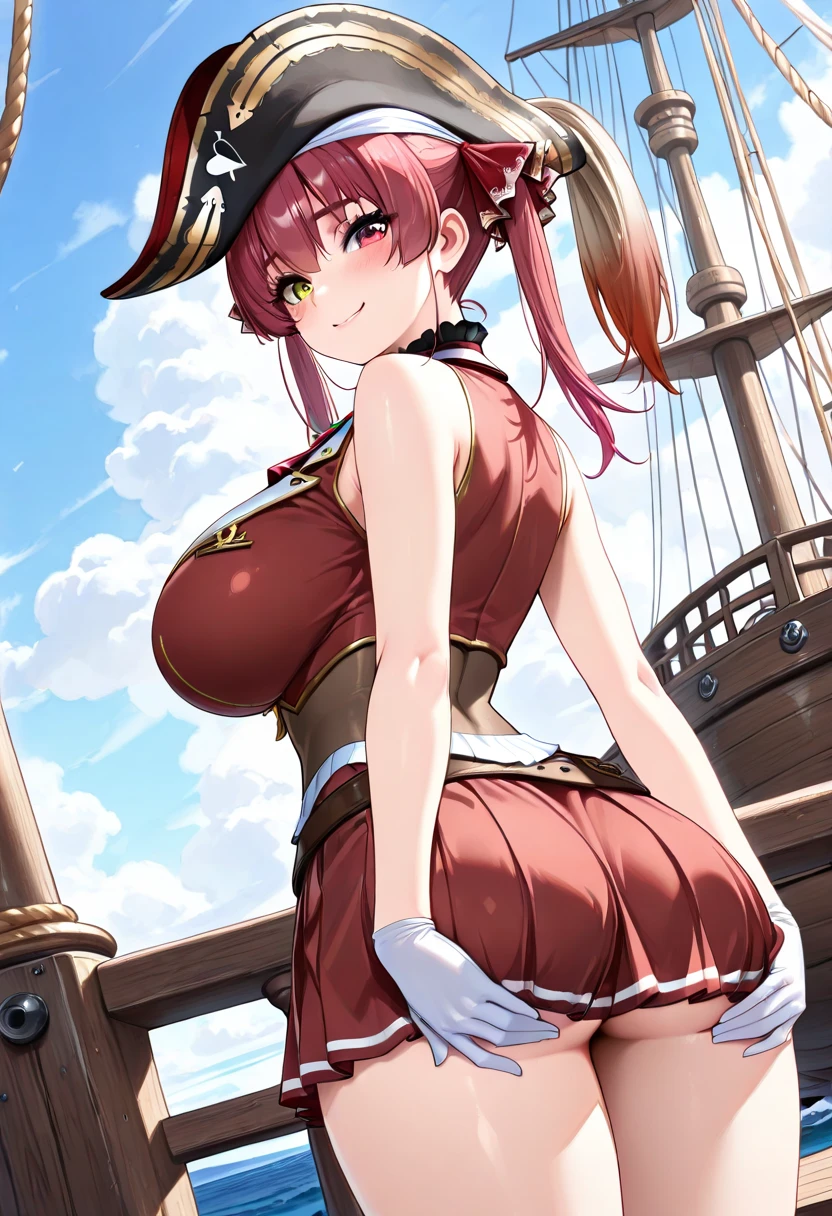 Tetas gigantes, tetas largas, tetas grandes, muslos gruesos, cara lasciva, Houshou marine (hololive)