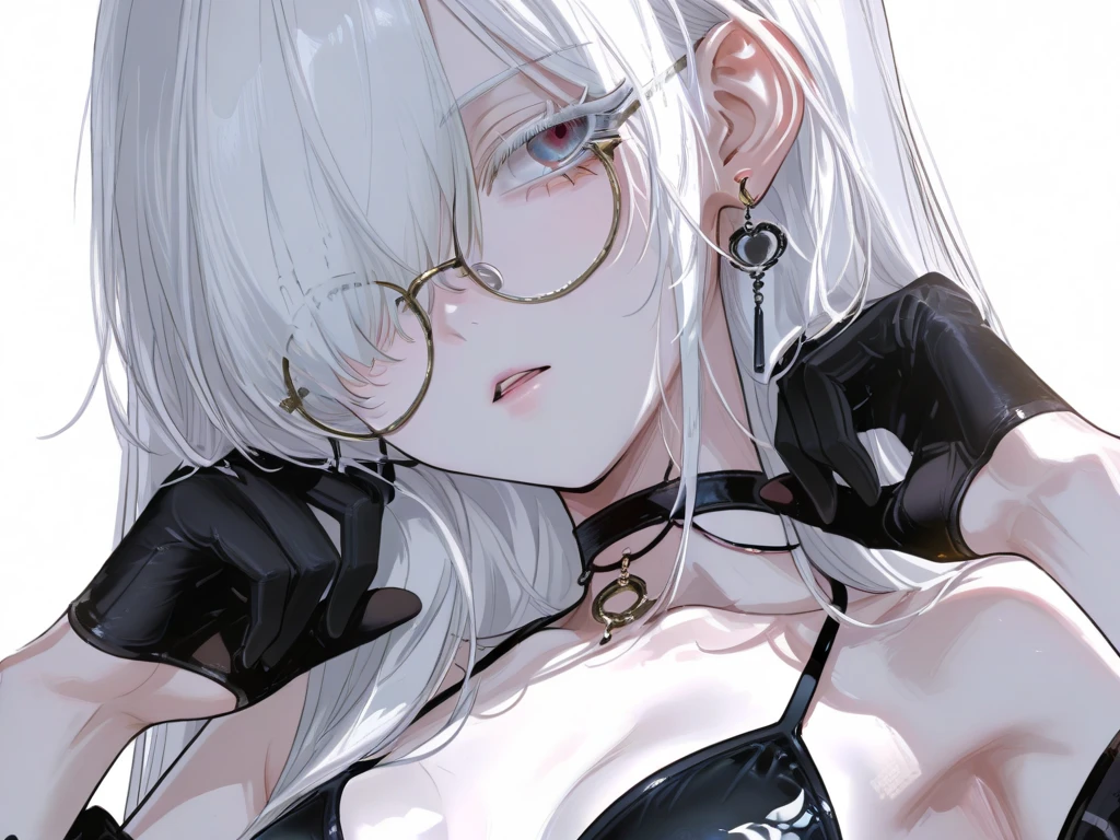 (absurdres, 8k, 4k, masterpiece, hyper extreme detailed:1.2), solo, 1girl, front view, portrait, best quality, perfect face, 1girl, portrait, solo, standing, Female, toned body, mature female, EJP breasts, , long hair, extremely detailed, hair over one eye,  delinquent, sarcastic,   swept bangs,gag, bitgag,standing up,   , prison, (Futuristic, severe), woman wearing a straitjacket, white straitjacketwhite rough hair,Full body restraint,lap belt,gagged,bitgag, Restraint belts here and there ,arms bound, Confined,Red face, prison( Woman in the center of the room),in the jail,(arms behind back:1.5),dark background ,the viewer is holding her on a leash,  leather collar, padlock, leather leash, submissivethe ,viewer is holding her on a leash, stroll_with_girl,stroll_with_priponer,viewer is holding her on a leash,(Chain leash, collar, Viewer Holding leash:1.4)