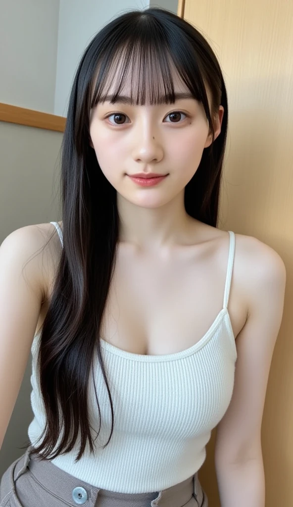 (Highest quality), (Cute 14 year old Japanese girl),  (Moisturized lips), Narrow eyes, double eyelid,Delicate clavicle,Flat Chest,Black Hair、Mr...々Hairstyle、,
 (Let me me me me&#39;Let me me me&#39;Let me me&#39;Let me&#39;Let&#39;s take another look),  shame, Open your mouth a little,
(Stylish rooms:1.2), Professional Lighting, 
(Sexy underwear), (Sunburned skin:0.2),Full body photo、Full Body Focus、Natural skin texture、A neat and tidy honor student、A see-through shirt、middle School girls