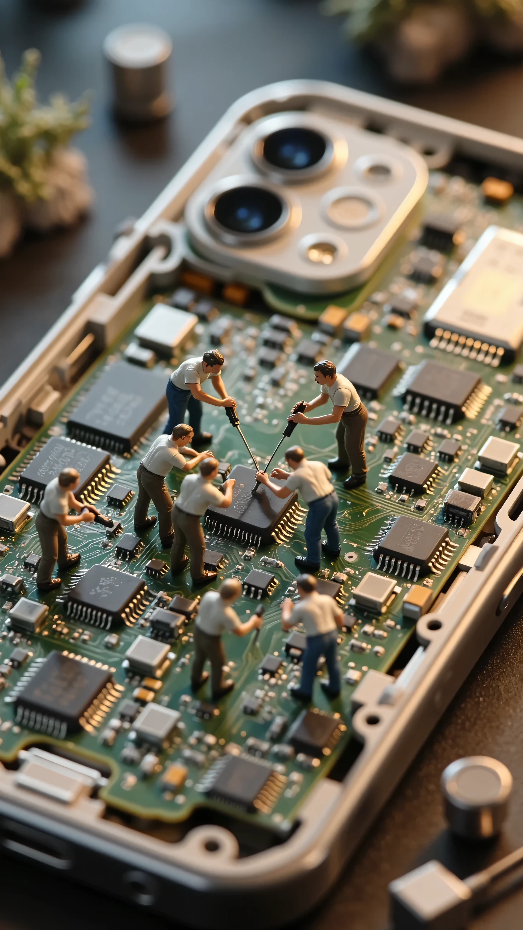 Miniature Landscape，Macro Photography，There are many maintenance people ...