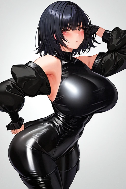 oilpainting style, a woman with black hair and golden eyes, She wears a black crop top and tight black shorts, has huge thighs, minyscylos breasts, Linda, the cutest girl, (Extremely wide hips 5.5), (breasts small.), (masterpiece), (thick thighs 1.6), thick pelvis, big-ass,
