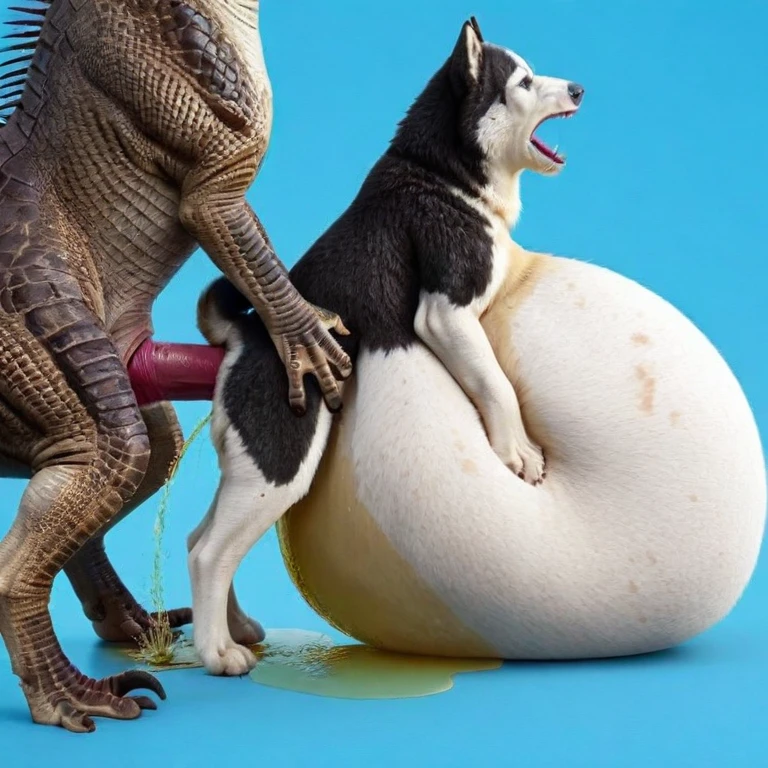 (duo:1.2), ((((husky dog, orange cat, feral)))), standing on all fours, public park, masterpiece, high quality, realistic, detailed background, (((side view, anal)))), ((((hyper mottled canine penis, penisbiggerthanbody, urine, hyper canine penis)))), ((((stomach bulge, excessive feces, hyper penis, perching position))))