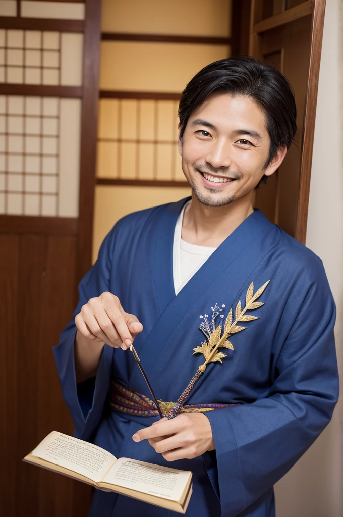 A man in a yukata with an inappropriate smile Emperor