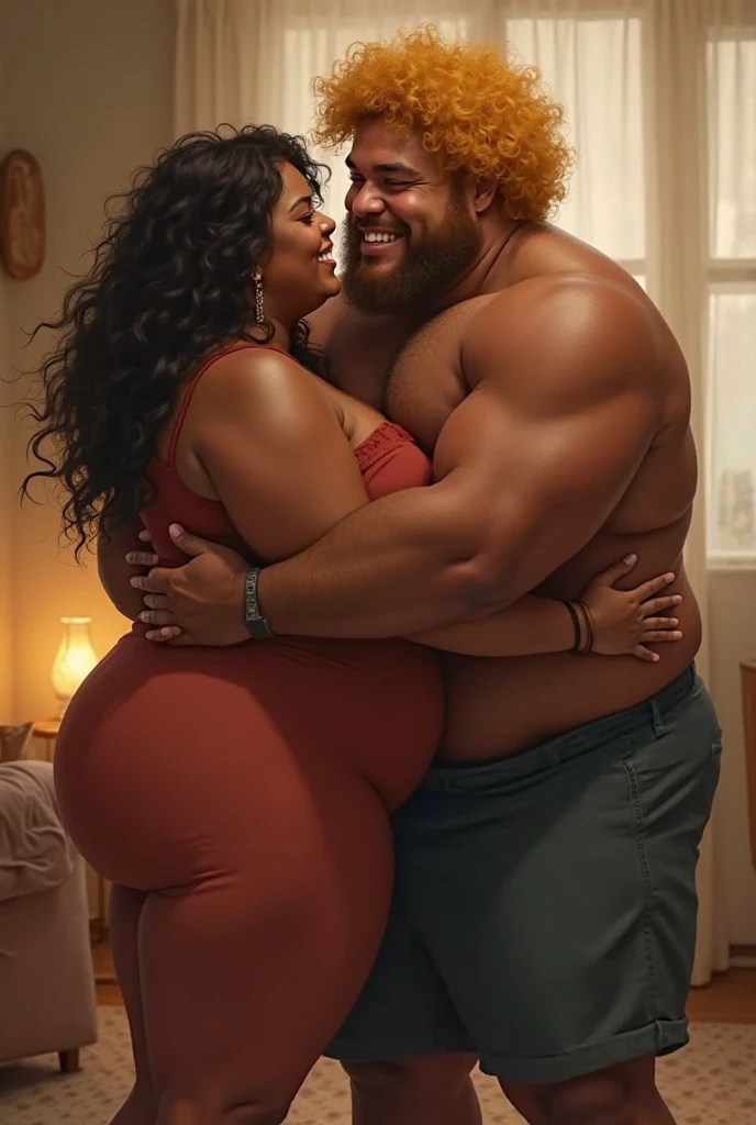 a big belly man and a big belly woman, full body shot