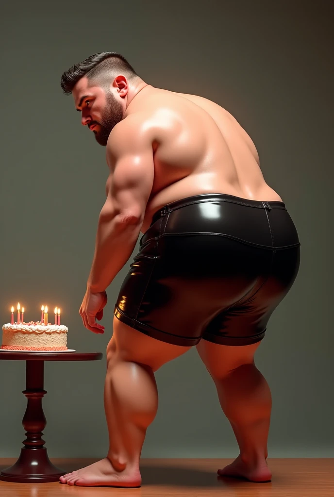 obese fat man on all fours face buried in cake, dominatrix standing over him with whip, masterpiece, photorealistic, extremely detailed, cinematic lighting, dramatic shadows, vivid colors, high contrast, dark fantasy