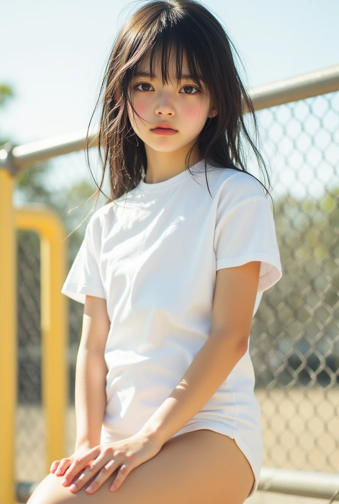 (Top Quality, 32k, Masterpiece, UHD: 1.2), ((Cute Japan child photo: 1.5)), braided hair, ((Cute character pattern underwear for toddlers: 1.4)), (Sleeping: 1.5), (Dynamic pose: 1.2), (From top: 1.5), (Close-up: 1.4), Small: 1.5, outdoors, wind, shiny skin, blurry background,