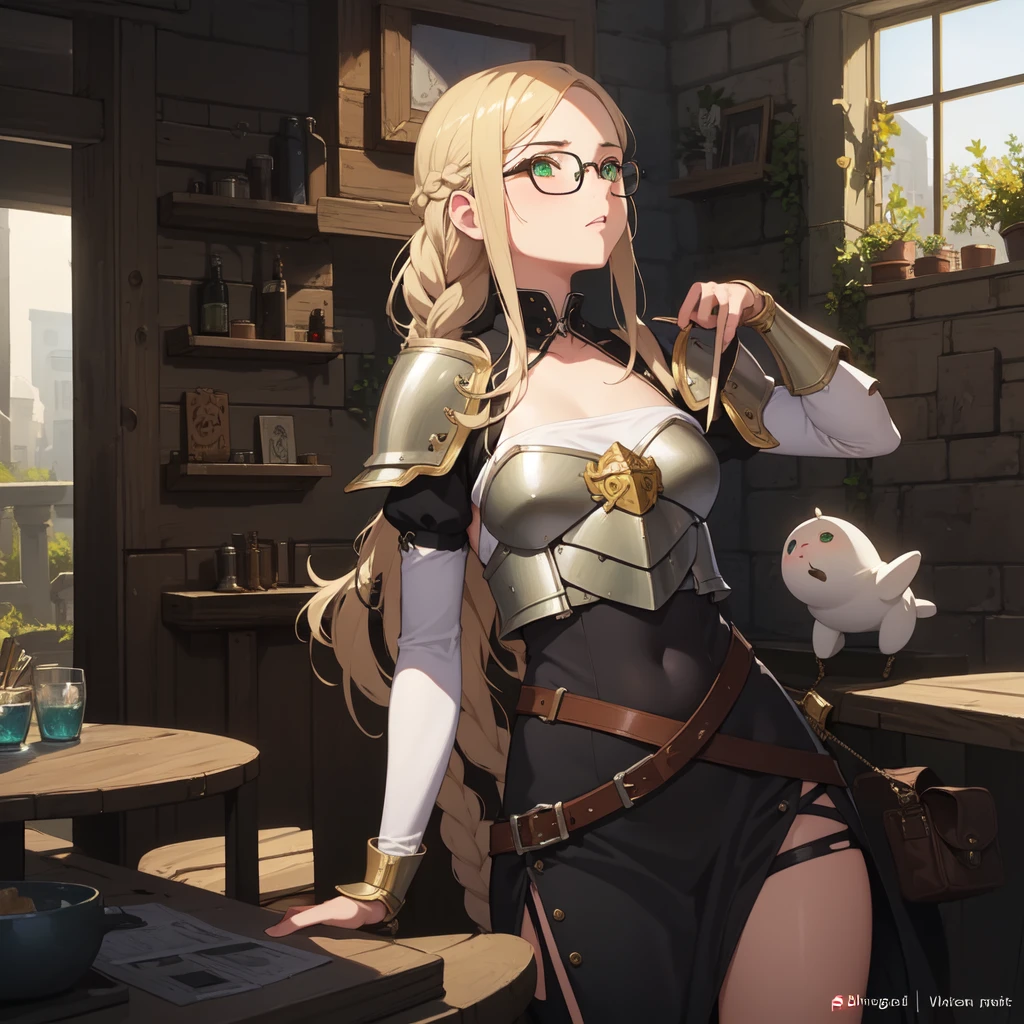 (fantasy:1.5),(8k,masterpiece, top quality, best quality,beautiful and aesthetic:1.2,professional illustrasion:1.1,ultra detail:1.3,perfect lighting),extremely detailed,highest detailed,incredibly absurdres , highres, ultra detailed,intricate:1.6,(Alchemy Workshop:1.4),A girl mixing,Medicine in many small bottles,holding small potion,colorful:1.4,zentangle,(a girl 26yo old),(cute girl),pointed chest:1.3,(double breasted:1.2,under bust:1.2), Amazing Cleavage:1.1, thin waist, medium ass, Raised sexy, (small breast: 1.4) posed cleavage:1.2,(female alchemy fashon:1.3),(highly detailed beautiful face and eyes,firm breasts),oily skin,((bronde hair, long pony tail hair)),thin pubic hair,cute,lovely,beautifuk alchemist costume,smile,in the Alchemy Workshop,smile,seductive weak smiling,(with sparkling eyes and a contagious smile),open mouth, Looking at Viewer,
