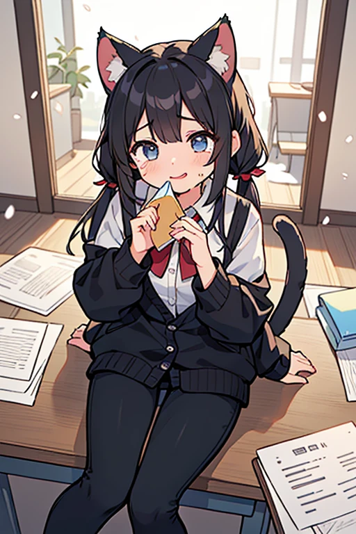 score_9, score_8_up, score_7_up, score_6_up,score_5_up, source_anime, source_furry, anthro, furry hadrian, solo, black hair, Japanese  uniform, glasses,black hair,low twin braids, ,desk,sitting on desk,foot up,barefoot,soles,foot focus, furry female, anthro fox, paw_sloe,sharp_toenails, pawpads, barefoot, plantigrade, 5 toes, from below,anklet,bare legs,chalkboard,