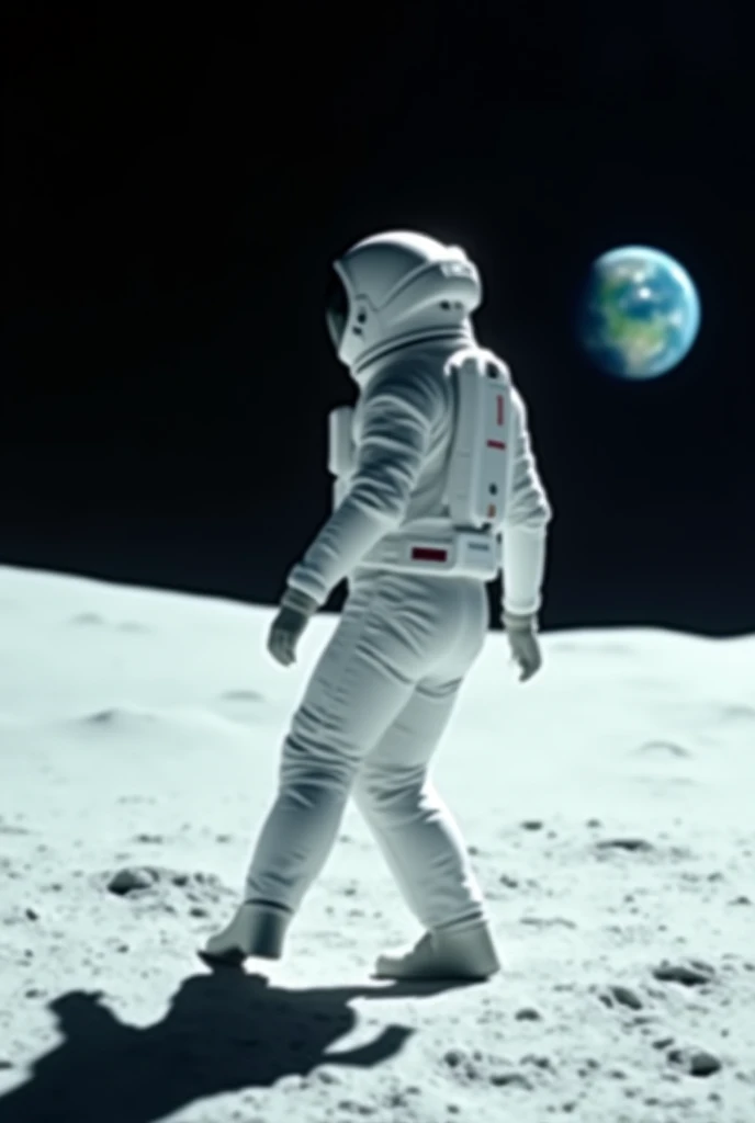 girl with, Wearing expedition clothes, Standing on the moon, (Photorealsitic: 1.4), top-quality, ​masterpiece, ultra-detailliert, lighting like a movie