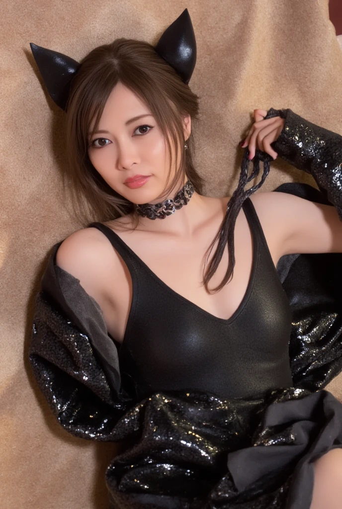 ((Highest quality, 8k)), ((masterpiece)), (Highest Resolution), Perfect Face, Woman with raccoon ears, Female college student, Beautiful woman, public, One tail, she has thick thighs, Big raccoon tail, She has a brown raccoon tail., She wags her tail, Smiling with teeth showing, Fur collar, she is wearing a short skirt, Beautiful Hips , Big Butt, Raccoon tail sticking out of panties