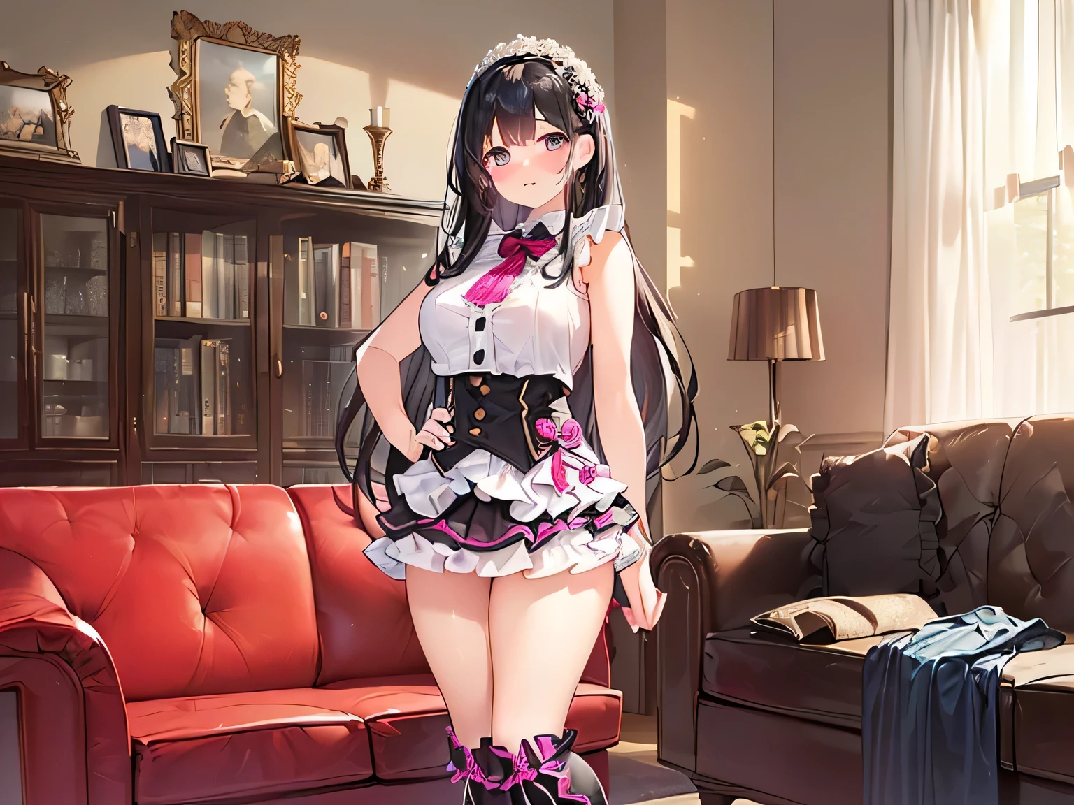 ((Top Quality,8k, 32k,Masterpiece:1.2)), girl , skirt, grin, undressing, showing panties