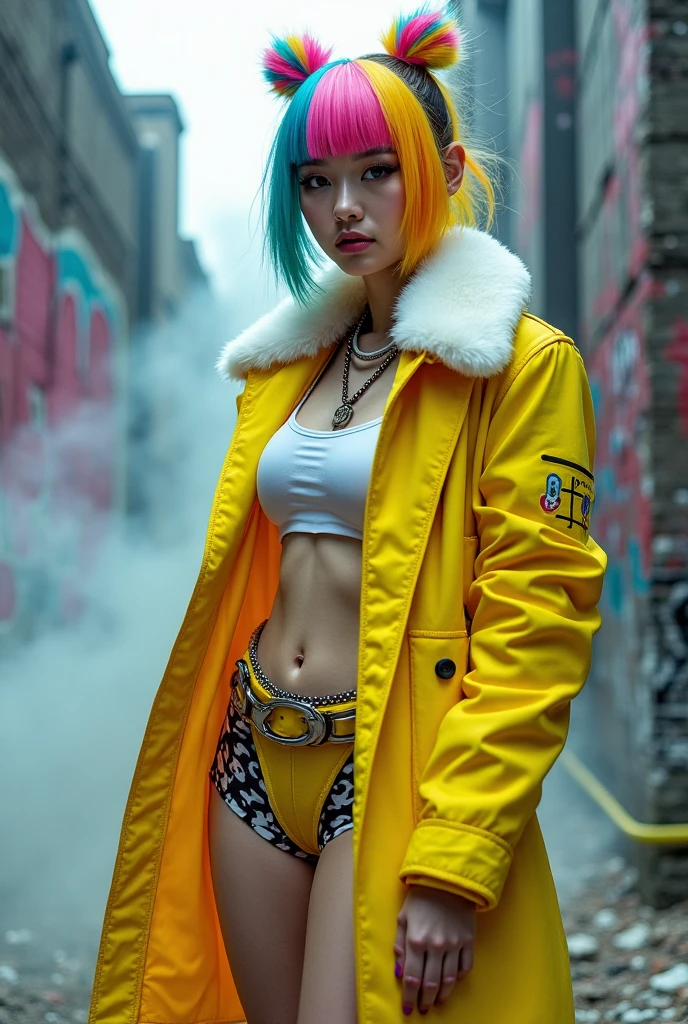 arafed woman with blue hair and a yellow hoodie sitting on a couch, ross tran 8 k, cyberpunk 2 0 y. o model girl, alena aenami and artgerm, cyberpunk art ultrarealistic 8k, cyberpunk beautiful girl, artgerm julie bell beeple, cyberpunk anime girl in hoodie, cyberpunk art style, in cyberpunk style
