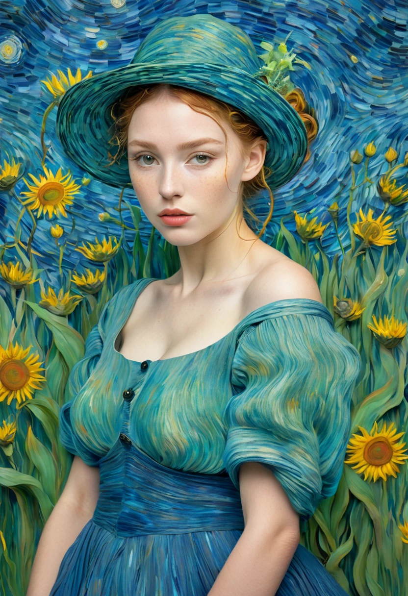A Van Gogh painting of a pretty lady that looks like
Masiela Lusha. thirst trap.