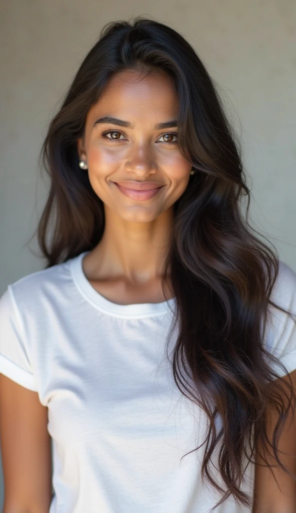 Most attractive and beautiful 20 year Indian girl wearing t shirt