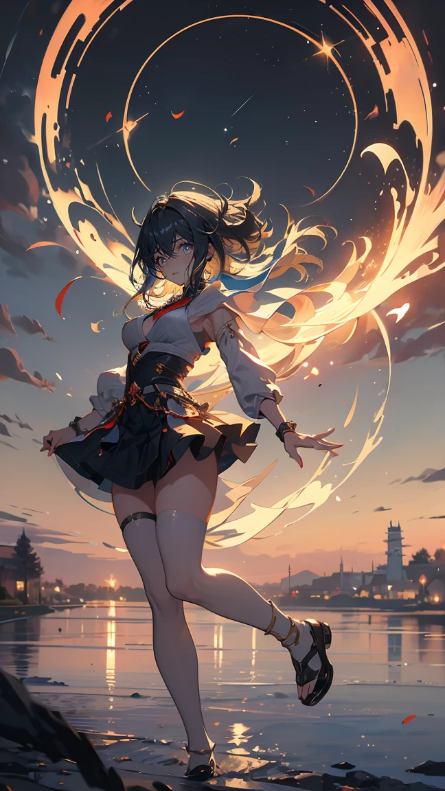 ((panty shot)),((lifting skirt)),((white panties focus)),
(low angle,from below),((masterpiece, highest resolution,best quality)), (beautiful illustration), ((semi long beautiful black hair,blunt bangs,pony tail,beautiful eyes)),(solo),(Japanese high ,sailor,mini skirt),(looking at the viewer), (walking on the moon),(crater,night sky,moon surface,space craft,green earth),(innocent cute smile), (cinematic lighting),