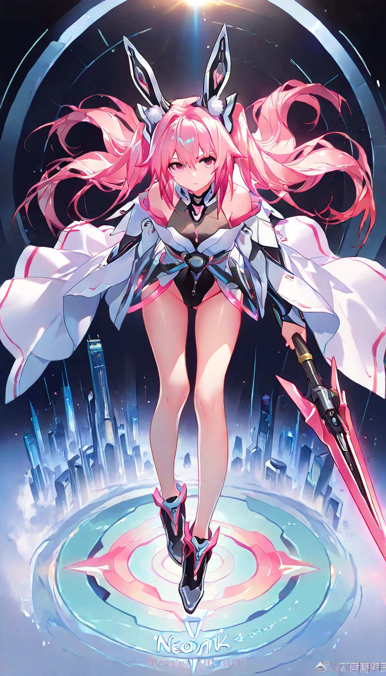 zero dois \(queridinho no franxx\), queridinho no franxx, 1girl, franja, sexy, calcinha, sensual, exposta, assassino, from behind, sombra, olhos verdes, chifres, cabelo longo, olhando para o espectador, seios pequenos, maquiagem, Bodysuit vermelho, knee tights, Coxas grandes, botas de cano longo, cabelo rosa, sombra vermelha, pele apertada, sozinho