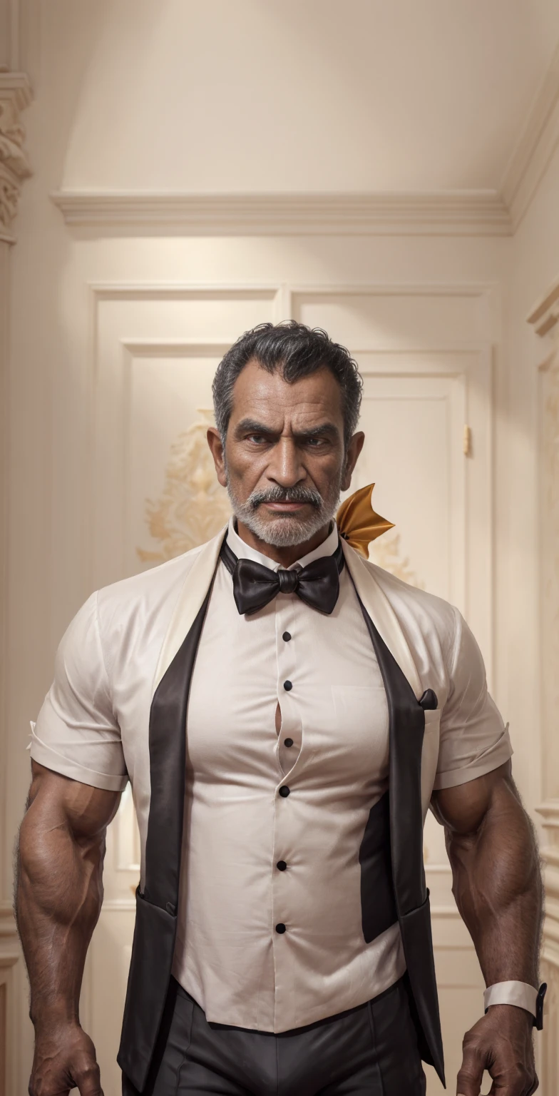 (masterpiece, intricately detailed, highest resolution, best quality:1.2), (doujin), a cocky Arabian emperor, sexyroyalty,a 24 y.o muscle stud with a muscular physique sitting on a chair with black eyes,dark-skinned male, wearing bondage attire, bracelets, necklace, jewelry, (excessive cum), (cum on body), (cum drip), flaccid penis,saggy balls,hairy chest,vascular,muscle striations,soft light,fantastic realism,