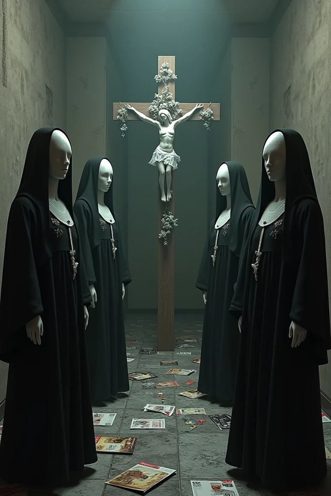 (girl), (skinny), (slender), (alien), (thin), (robot), (android), (cybernetic), (dune), (smooth), (cyborg), (mechanical), (tubes), (gears), (claws), (tentacles), (giger), (nun), (cross), (devine), (veil), (gold teeth), (rings), (golden teeth), (white eyes),(Utopia) A <golden teeth:lora:1.6>