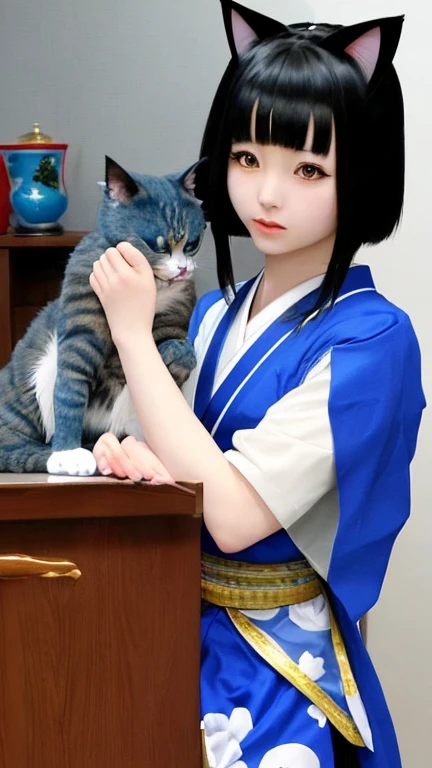 Cute Japan girl, cute cat --auto --s2