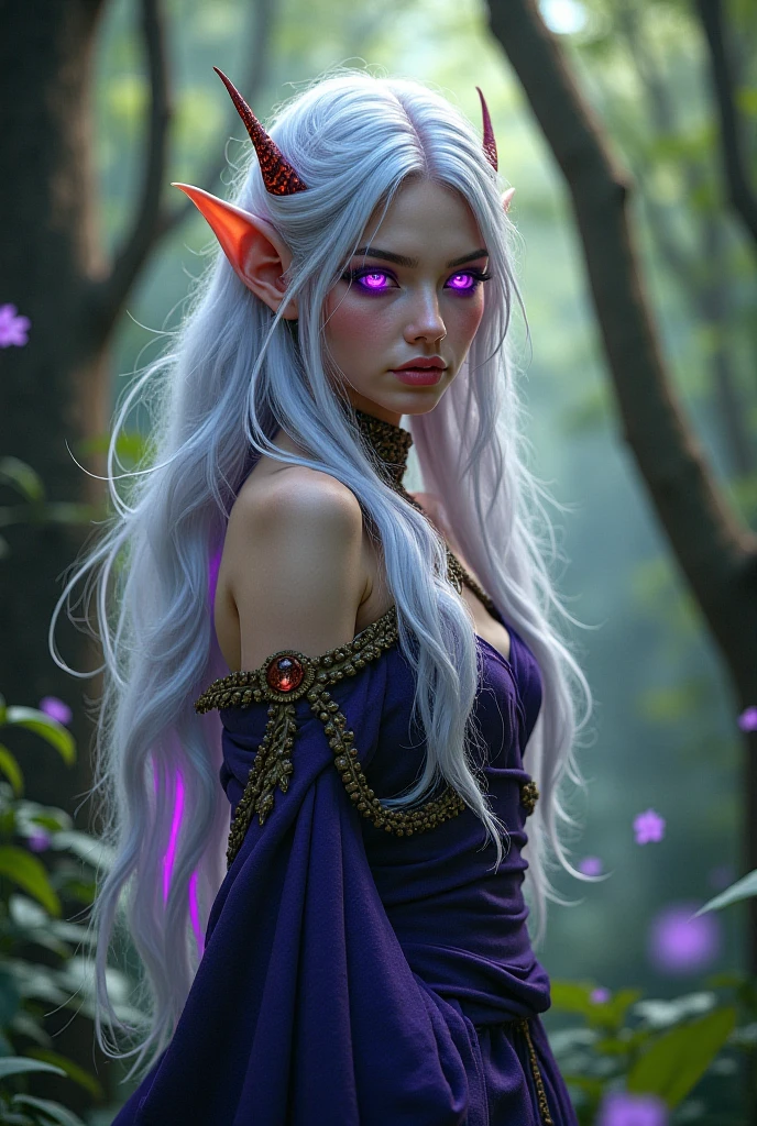 (best quality,4K,8k,high resolution,masterpiece:1.2),Super detailed,(actual,photoactual,photo-actual:1.37),Gothic,portrait,night elf queen,sharp focus,blue eyes,Flowing white hair,Salient features,Detailed lips,dark skin,mysterious smile,thorn crown,exquisite jewelry,long and pointed ears,charming gaze,black lace dress,veil,Moonlight Garden,Forest background under moonlight,Moonlight casts shadows,dark aura,Stylish design,ethereal beauty,nipple process,The presence of majesty,charming gaze,subtle glow,ethereal light