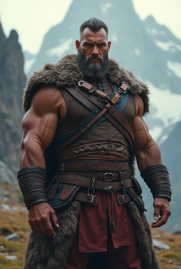 Create a image of young tall handsome bodybuilder 24 old warrior boy