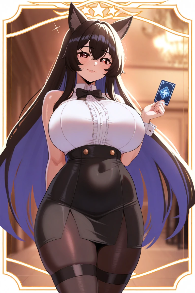 Anime illustration、highest quality、cyber punk、Fantasy、A voluptuous, sexy bunny girl with dark brown skin、Bunny ears、A large and luxurious casino、Slot Machineagic giant roulette wheel、Big Breasts、Thick thighs、Beautiful, shining eyes、Cowboy Shot、smile、Noise Reduction