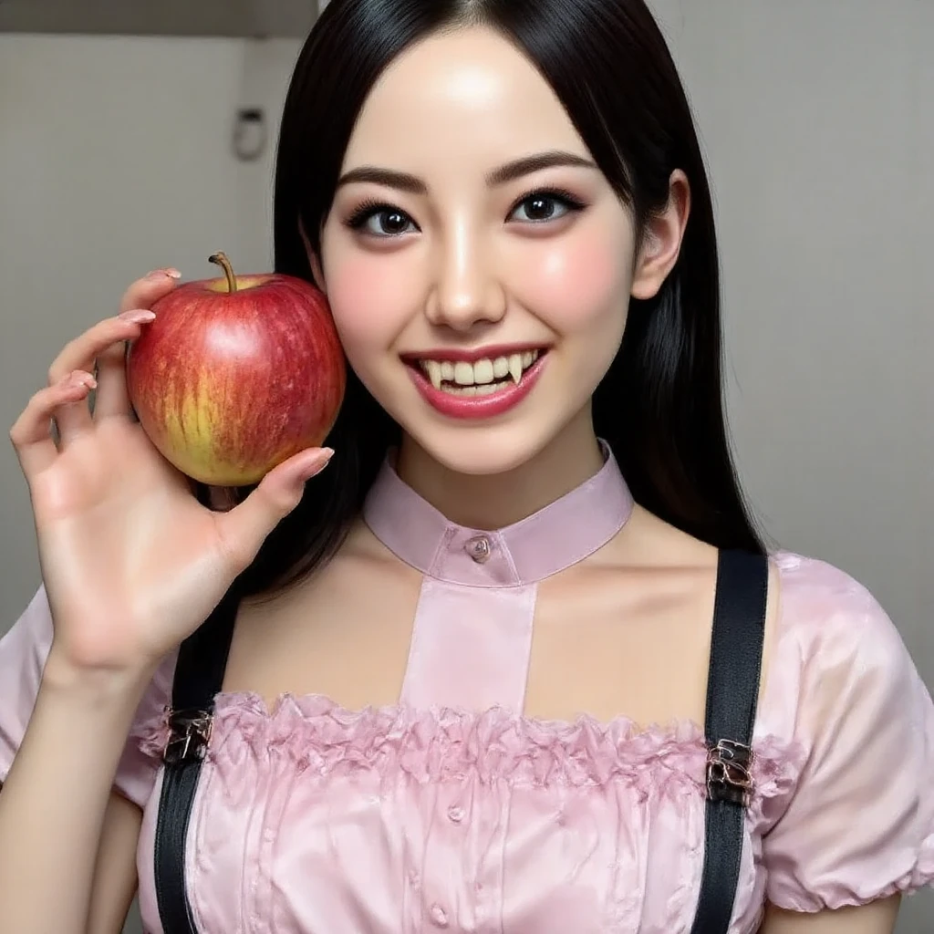 8k,Young girl、Upper body naked、Eating an apple, Pixiv, Given the, Pixiv, High resolution, High resolution
