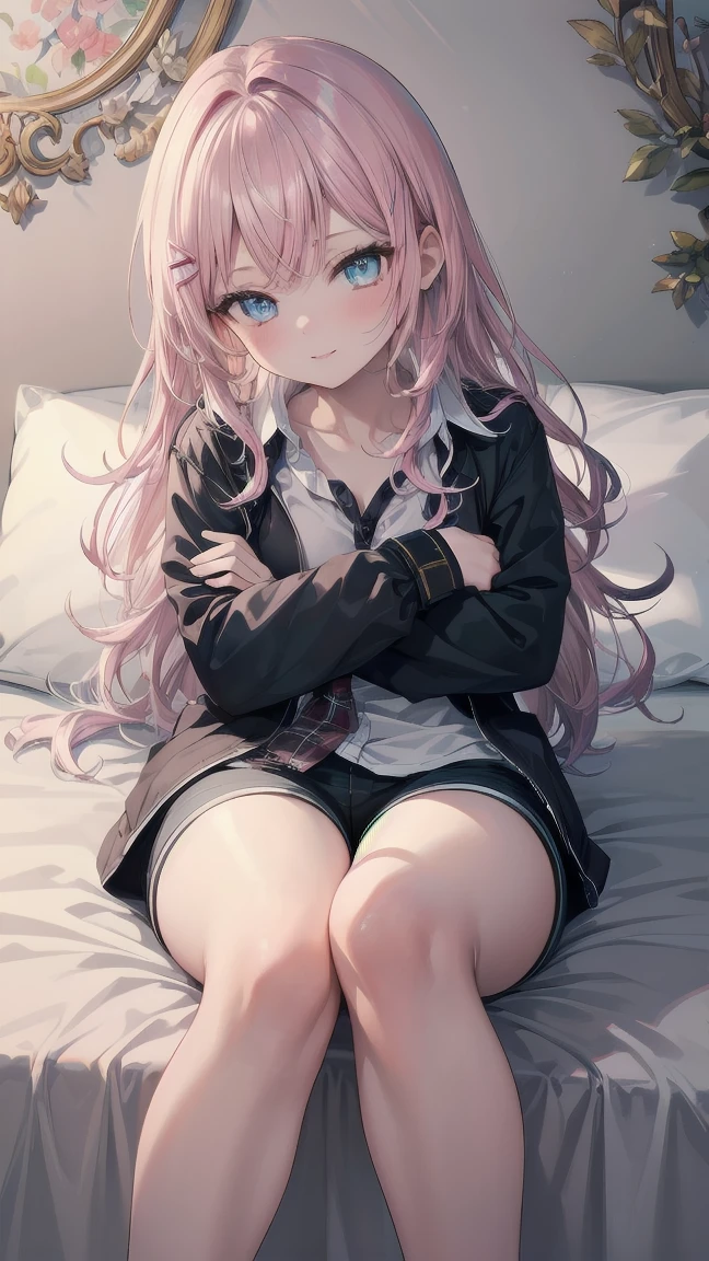 Pink haired anime girl in sitting on bed, Beautiful anime school girl, Cute girl anime visuals, Smooth anime CG art, I also make fan art, Cute Anime Girl, Realistic Young Anime Girl, Anime Best Girl, Young Anime Girl, Long Hair Anime Girl, Enchanting anime girl, Realistic , Anime Moe Art Style, Visual Novel CG
