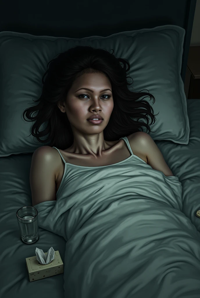 score_9, score_8_up, score_7_up, score_6_up, (rating: safe:1.5), 1girl, solo, (black_hair:1.5), wavy_hair, blue_eyes, looking_at_viewer, curly_hair, sitting, seiza, lips, sheet, (night:1.3), cxqz8r, bed, (skinny:1.3), (pale_skin:1.2), (open_mouth:1.3), parted_lips, (oral_invitation:1.2), (fangs:1.4), (furious:1.4), (angry:1.5), (holding:1.2), (holding_sheet:1.3), (hair_censor:1.5), (hair_over_breasts:1.4), (hair_over_one_breast:1.5), (very_long_hair:1.5), (nude_cover:1.3), (under_covers:1.4)