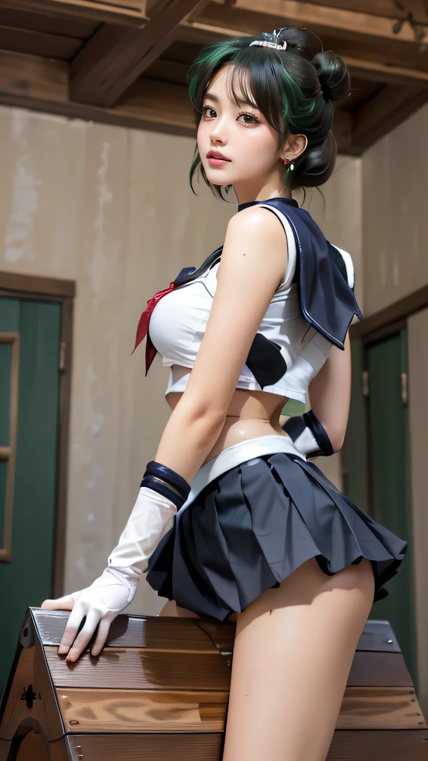 （Very delicate and beautiful：1.2）super model,,Big Breasts,Beautiful breasts,voluptuous,【bike shorts】,,【3girls】,,highest quality, High resolution, 8K,, Large Breasts,,Panty shot, Vivid details,Frills ,Idol Group,Idol Costumes,mini skirt,Girl kicking,blush,Sweet smile