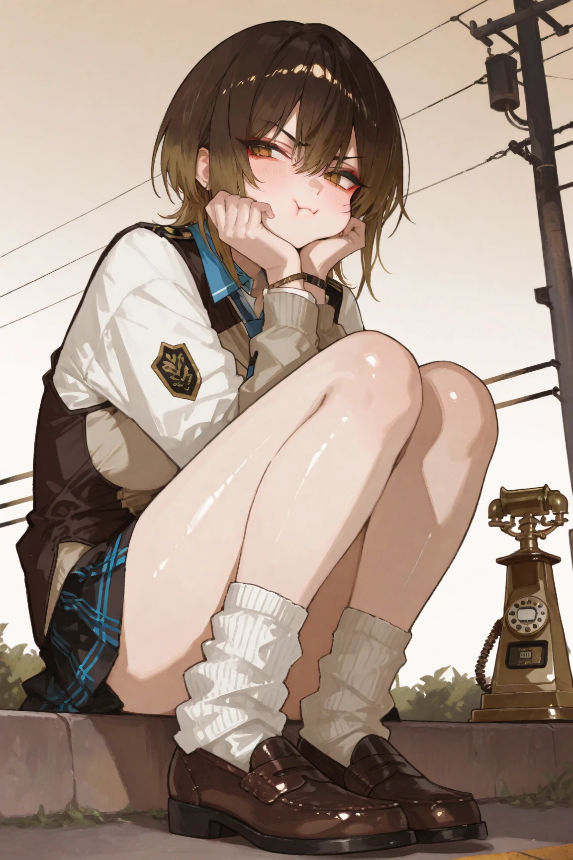 best quality,(Kawaii:1.1),(charming),(high resolution:1.2),Incredibly ridiculous resources:1.3,Incredibly beautiful illustrations,charming女性 ,peeing self,black leather boots