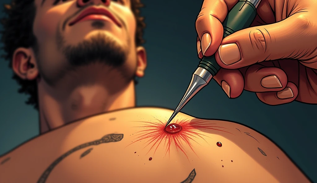 (NSFW:1.5), (Create a masterpiece: 1.2),(CGI art:1.3),(realistic:1.5),(After processing:1.3), (Sharp focus:1.3), male Chris Redfield, open mouthตกใจ, (Navy blue round neck T-shirt with short sleeves.: 1.3), Navy cargo pants, ,( abrasions on face: 1.5), (Blood stains on the face and body: 1.5), Korean guy , korean men, (High gloss details), chest muscles, large arm muscles, blood vessel, Big muscles, Broad shoulders, looking at the audience, Balancing the eyes, (Eyes look up: 1.1) , (genital very long big : 1.5), (Big testicles), (Erection of the penis: 1.5), (Cum: 1.5) , (open mouth: 1.6), see teeth, (Open your eyes wide.: 1.3 ), (Eyes look up: 1.3 ), (Torn shirt: 1.5), middle of the road,(Fire blazes behind) ,(Many leech worms:1.5)