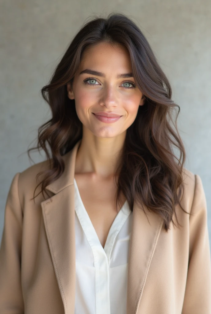 professional, (4k photo:1.1), (Dittmann Anna:0.3), (Arrian Mark:0.3), (Sharp Focus:1.3), high detail, wear fashionable clothes, beautiful detailed face, Brown eyes, medium length haircut, asymmetrical, (attractive woman:1.3), body shape, Office with desk