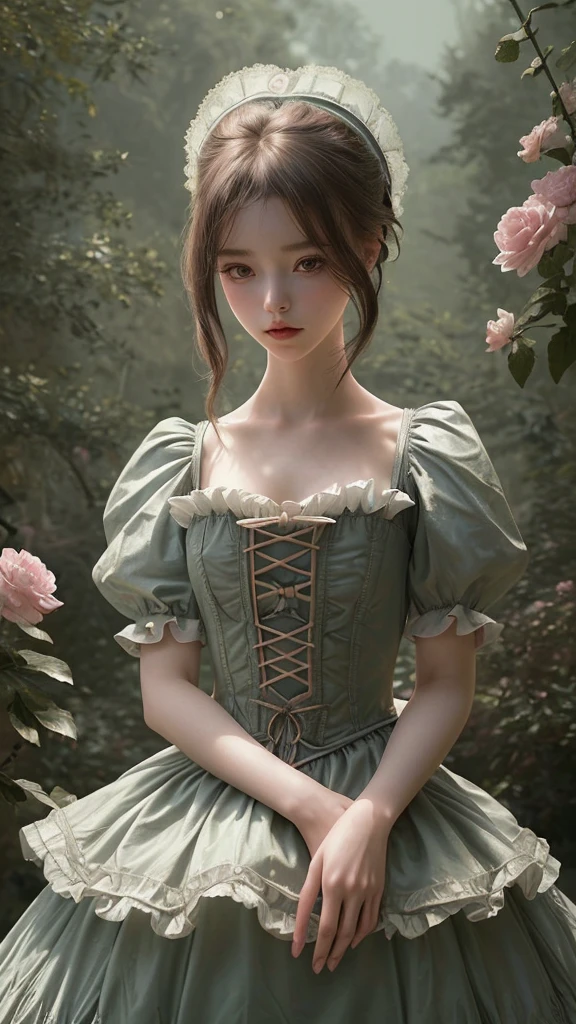 woman, romantic roses vintage vibes, metaverse --auto --s2