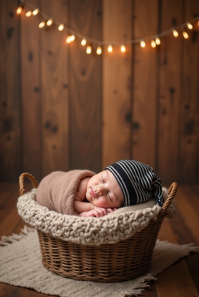 CLOSE UP OF THE NEWBORN SON OF MARIA AND JOSÉ DA BIBLIA, IN THE MANGER, RUSTIC PLACE, CINEMATIC IMAGE, 8K.