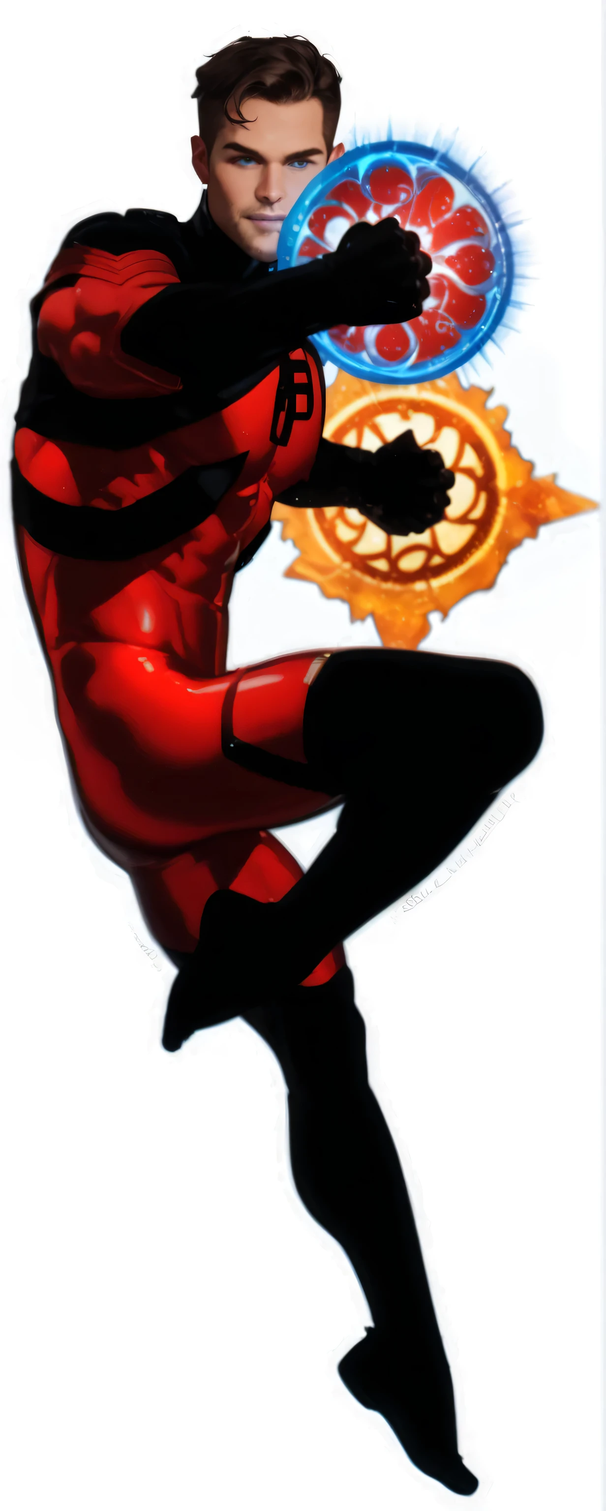 male, big butt, (show off his big butt) , wear red string bikini, red bikini, from below, simple background, short black hair,