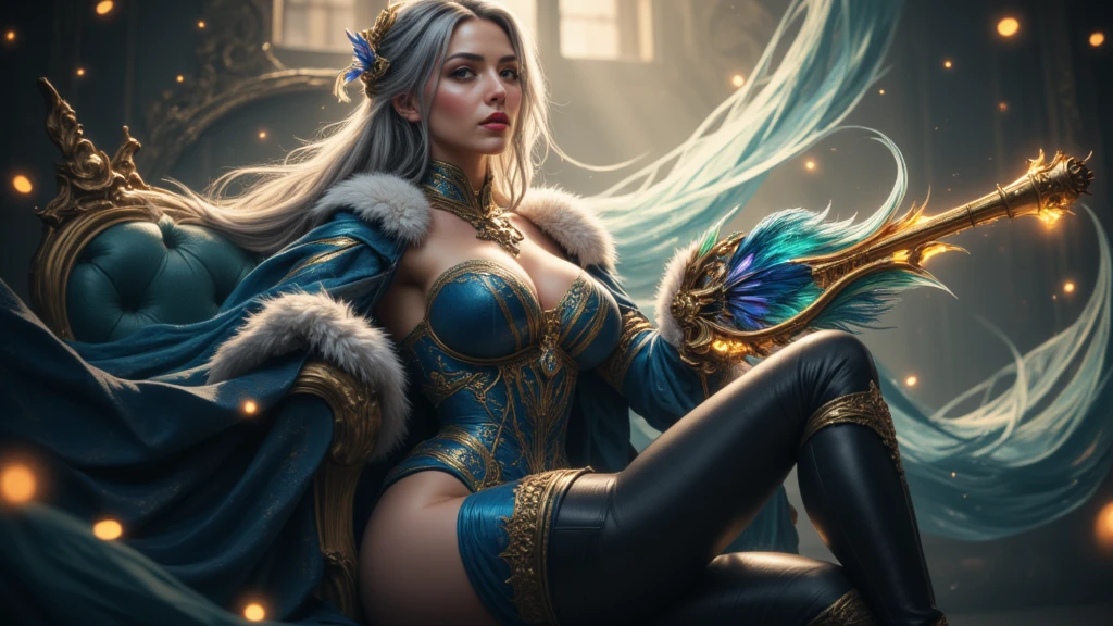 araffada woman in a blue and gold outfit with a red heart, manos hermosas detailed, extremely detailed painted nails with intricate detail, Alto detalle, julie bell beeple, wlop, detailed fantasy art, artista grafica magali villeneuve, wlop intrincado