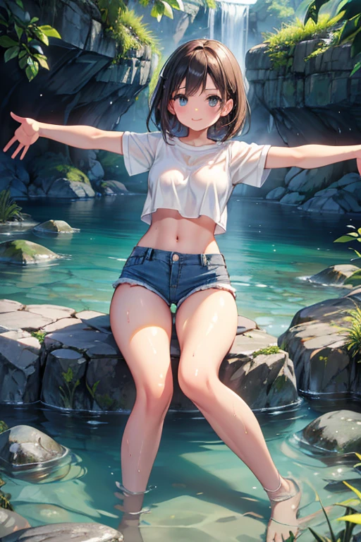 ((highest quality, 16k, masterpiece: 1.3)), ((small胸、10 year old female、Small Head)), Beautiful Woman with perfection Figure: 1.4, Slim Abs: 1.2, ((Beautiful shiny brown hair)), ((small: 1.4)), (((K-POPアイドル: 1.3)), (shower, White Water)), ((field)), ((stop temporarily)), ((Fascinating)), ((ピンクのsmall美しいNipples)), (((naked足の)))、(((((frontage)))))、((Hips))、(((naked足の)))、(((Spread your legs)))、(((Split))), Ultra-realistic 16k CG, perfection Face, perfection, Clean Solo, (blush: 0.5),masterpiece, Professional artwork, Famous works of art, 優しくsmile, A big smile, Beautiful Eyes, ruddy skin, perfectionな指, Beautiful Hands, Depth of written boundary, Realistic: 1.3, (Cinematic composition: 1.3), (HDR: 0.1), Accent lighting, naked, smile, athletic body shape, Legs apart, raising legs, double eyelid, eye contact, Nipples, whole body, From head to toe、(((Anal)))、naked足。Lush garden、Vision、Soft Light、Blue sky、Rural landscape、Dramatic Skyline、Create a Ghibli-like landscape view.