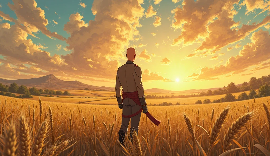 Man marching in a field