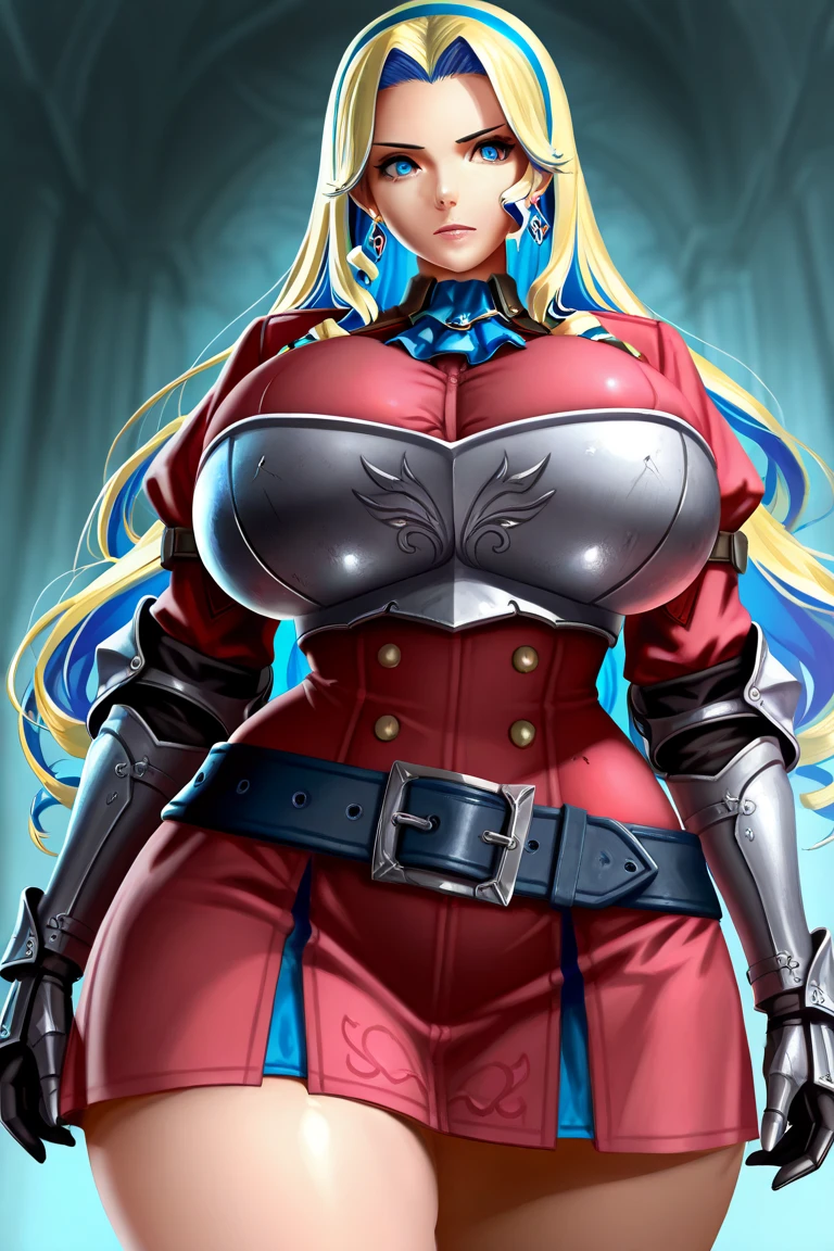 "(masterpiece:1.1), best quality,
1girl, (80s anime style:1.4), (eyelashes:1.5),
(intricate high detailed body:1.2),
blonde hair,
(forehead, hair slicked back:1.2), (short hair:1.1), (witch hat:1.2),
green eyes, (red lip stick:1.1),
(gigantic breasts:1.3),
light smile,
(golden embroidery bikini armor, tattoo:1.2), (pantyhose:1.3),
(knight armor, armored boots:1.2), (mini skirt:1.1), (accessories:1.1), gloves,
standing, crossed arms,
(upper body:1.1),
(grassland, outdoors:1.2)"