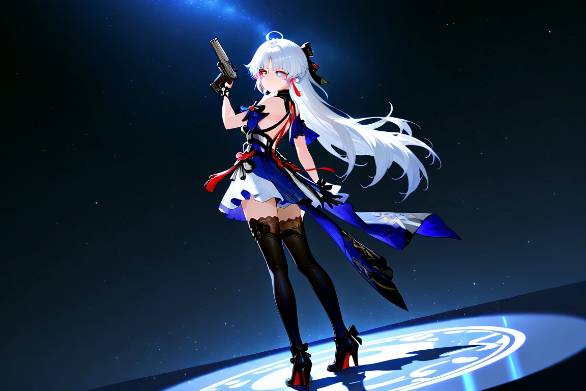 a girl、without wearing shoes,wing,swim,(robot:1.4),armor,bow and arrows,Mechanical prosthetics,silver wolf,cyberpunk,earphone,There is a nuclear reactor on the chest,The motor is unreal:1.4,UHD,La mejor calidad:1.4, fotorrealista:1.4, textura de la piel:1.4, obra maestra:1.8,(Vivid color digital image of beautiful robot woman,Symmetrical youthful and ethereal beautiful face,Long ice-blue hair and eyes that reflect the Milky Way。 Pair it with an elegant futuristic dress,Shining holographic light reflection, De pie frente a un elegante, Glowing portals emit mist and glowing particles,(It's inside a high-tech lab full of screens and shiny equipment......),Presented in stunning sci-fi anime art style,With lighting、Beautiful structure with intricate lines and atmospheric glowing effect)),(:1.4),Luz de fondo naranja:1.4,(black stockings or white socks ),Off the shoulders、Navel exposed,Cleavage of breast,walnut,ghost,plant,Yuzu,Loving pupils,stick out tongue