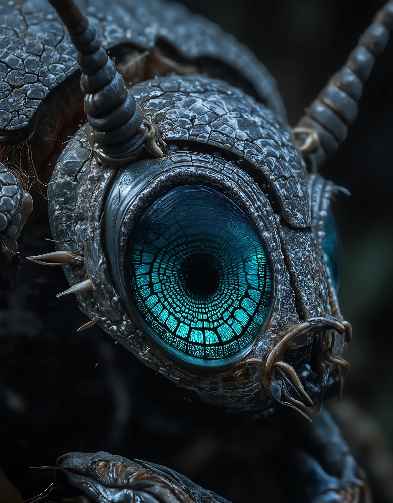 macro photo of a scarab beetle's eye, extremely detailed close-up