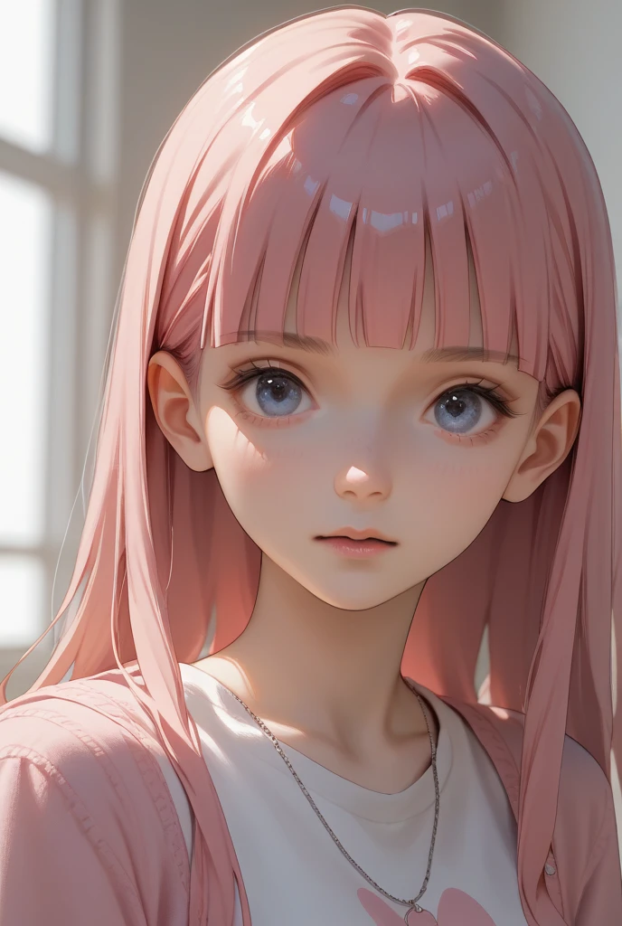 (masutepiece),(Best Quality:1.1),(Ultra-detailed),Best Illustration,finely detail,(Portrait:1.1),(watercolor paiting)floating,1girl in,Solo,13 years old,slim,(extremely delicate and beautiful face),(Detailed beautiful eyes),pink thick lips,(disheveled hair),(Wearing a pink baggy T-shirt),Soft and lazy,(Simple background:1.2)All-color backgrounds,Clear,4K,barechested