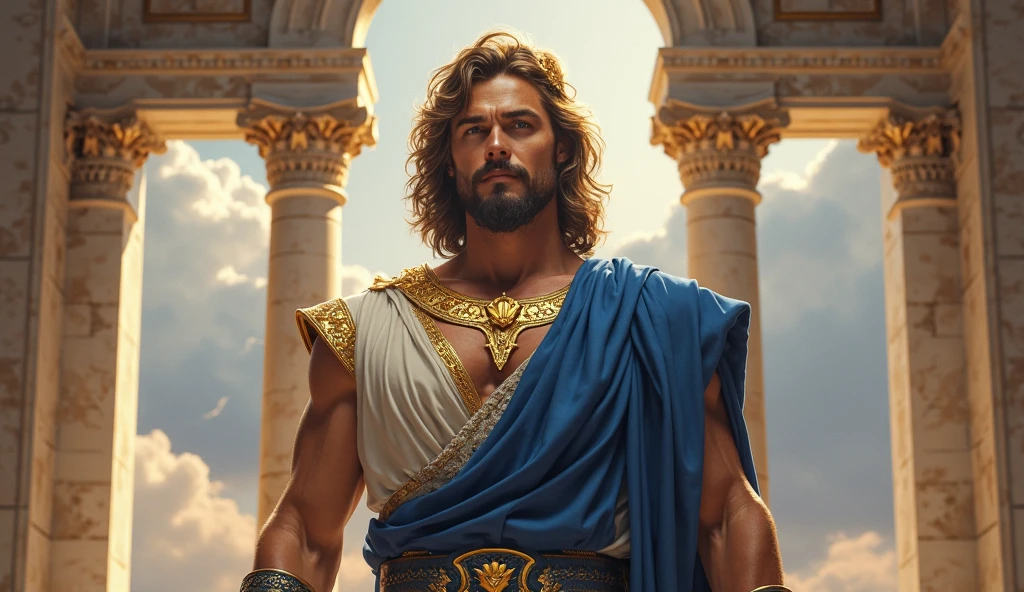 (man:1.5),1 man,male, muscle, 1 chico, muscle, pectoral, muscular, Mature man, 25 years,1 man,macho man,perfect body,an extremely delicate and beautiful detailed face,((by blond,cute hairstyle,short by blond)),(((blonde very short beard, blonde very short beard))), (((blue_eyes:1.3))),Intricate eyes,beautiful detailed eyes,symmetrical eyes,perfect face, cute hairstyle,perfect proportions, thick, ((detailed face)),macho man, (male Caucasian Prince),Prince, (((shiny skin:1.5,tanned skin,shiny skin: 1.5,tanned skin,shiny skin,very shiny skin,shiny body))),powerful,heroic,NSFW, Caucasian,elegant, (open to that, Arabic fashion,Arabic for that, Cowboys,White shirt, Masculine traits, modern style,Arabic clothing),(((blue toga, blue toga suit, wearing a blue toga:1.3,arab blue toga))),(arabic jewelry,Intricate necklace),((bulge in pants)),(((Intricate outfit,Intricate clothes,embellished suit))), (dynamic pose:1.0),ashamed,(centered,Scale to fit dimensions,rule of thirds), inside,interior,((room in a greek temple:1.3,columns of a greek temple:1.3)),scenery:1.25,((Intricate scenery)),((winter decorations)), (Bright winter decorations),High resolution,sharp focus,(ultra detailed,extremely detailed),(photorealistic artwork:1.37),(extremely detailed CG unity 8k wallpaper),(((vibrant colors,vibrant theme))),(Intricate),(masterpiece),(Best Quality),